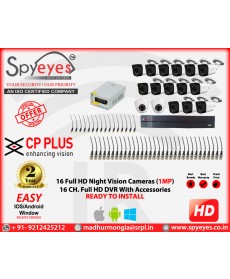 CP Plus 16 HD ( 2 Indoor 14 Outdoor ) 1 MP Full HD CCTV Cameras Complete Package