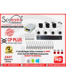 CP Plus 7 HD ( 4 Indoor 3 Outdoor ) 2.4 MP Full HD CCTV Cameras Complete Package